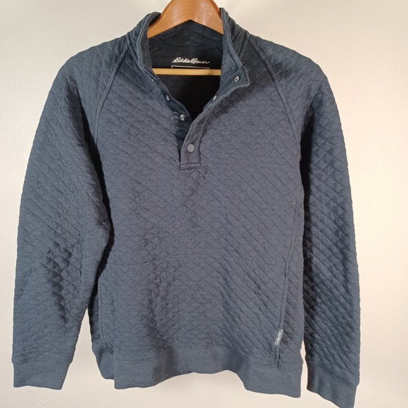 Eddie Bauer Other - Eddie Bauer Mens Quilted 1/4 Snap Lightweight‎ Pullover Jacket Charcoal Gray M